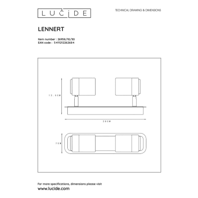 lafabryka.pl Plafon LENNERT LED Dim. GU10 2x5W 3000K IP44 Black 26958/10/30 Lucide